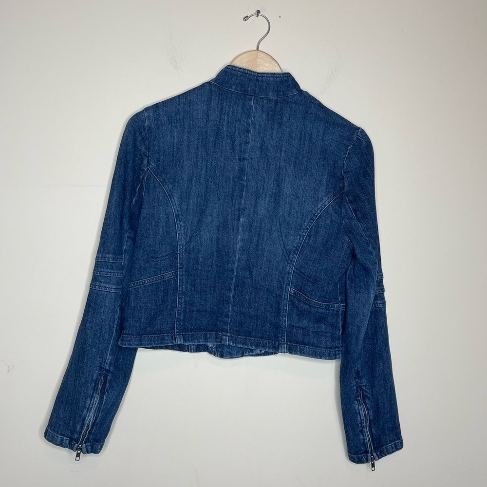 Elle denim short moto long sleeve zipper jacket - Picture 2 of 11